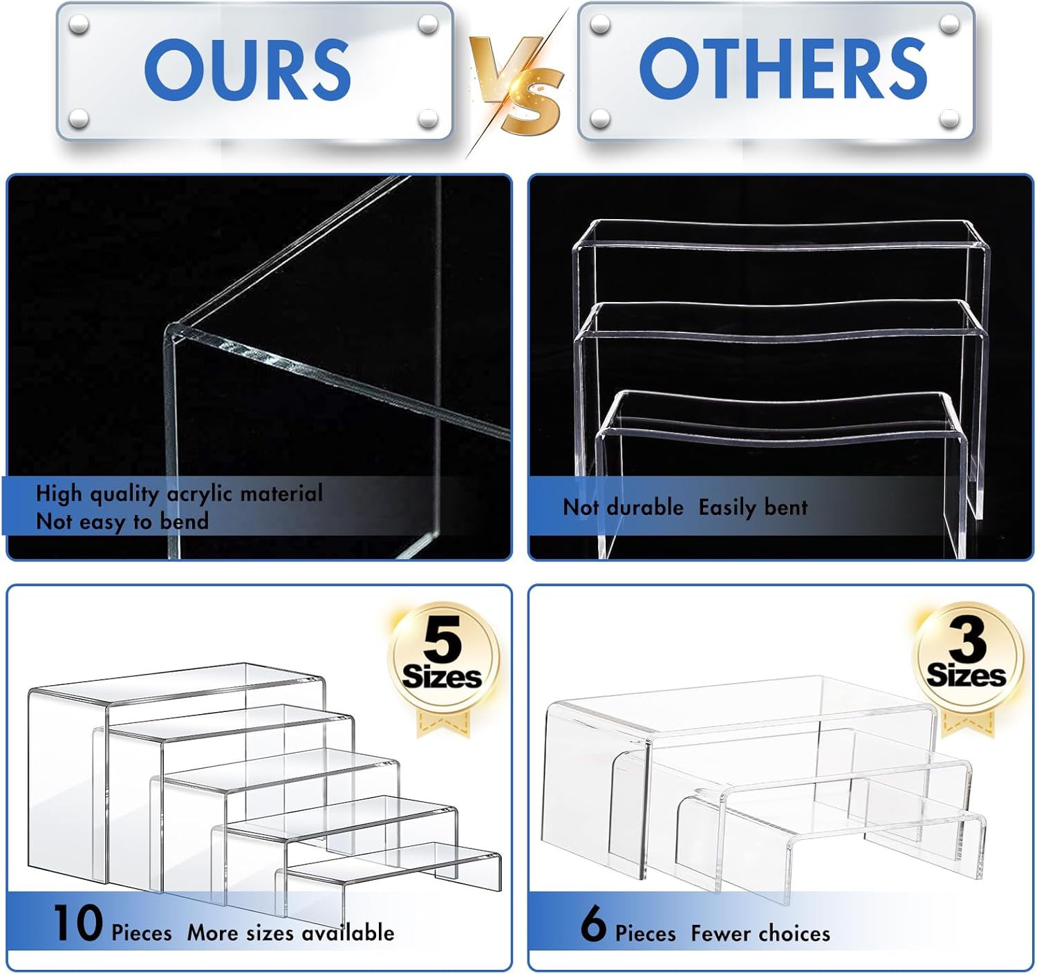 10 Pcs Acrylic Risers Set, 5 S – обзор и цена Display Risers Set